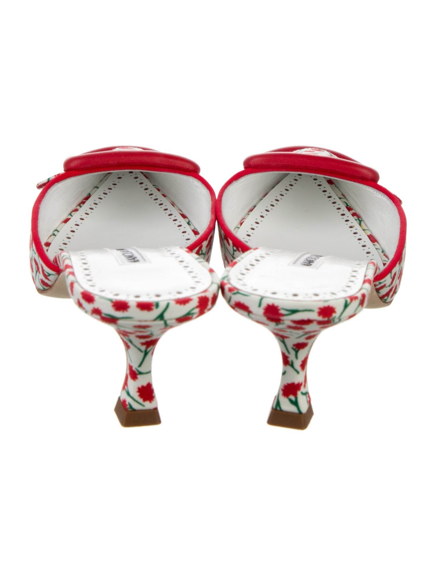 Manolo Blahnik Printed Leather Trim Embellishment Mules